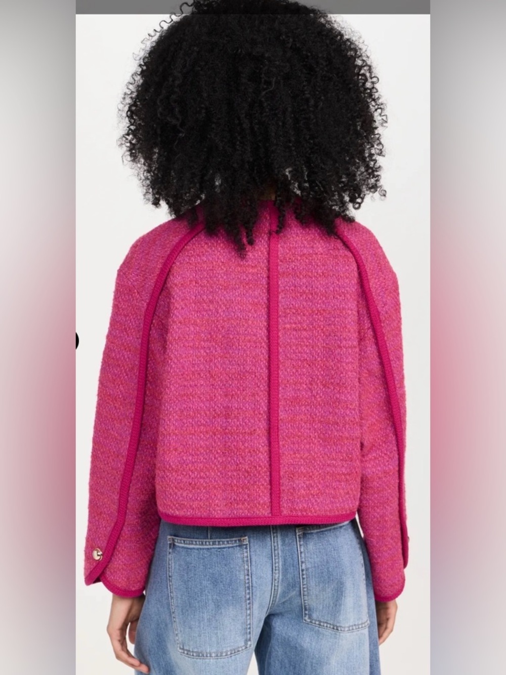 ba&sh Brittany Lady Jacket Pink Tweed Gold Button Cropped Size M - Picture 12 of 13